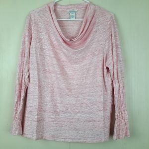 SUNDANCE XL  Linen Top Cowl Neck Long Sleeves Pink